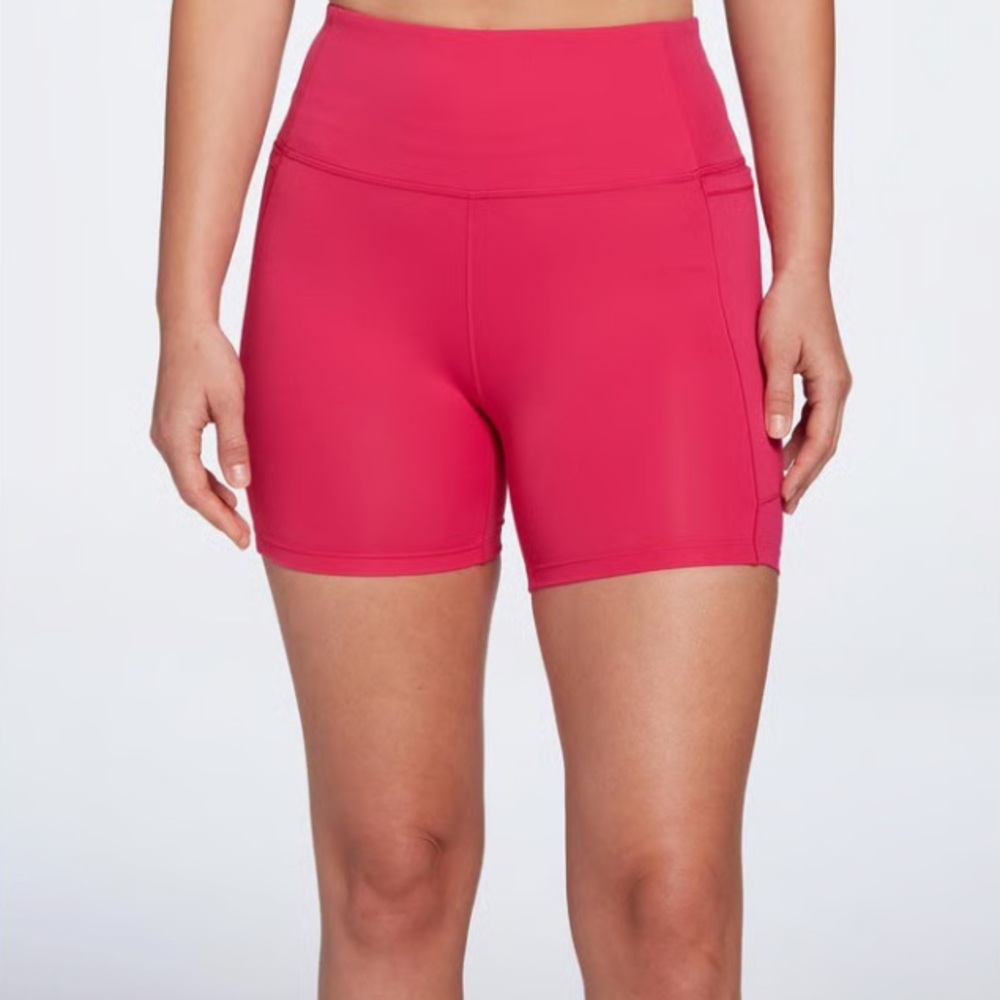 Calia by Carrie Underwood Womens Energize High Rise Bike Shorts, Fuchsia Sz S